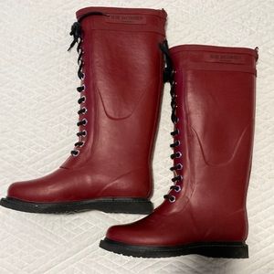 Ilse Jacobsen, Red, Tall, Lace-Up, Rain Boot.